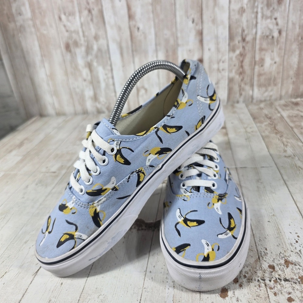 Vans Authentic Banana Print Sneakers Light Blue Womens 10 Mens 8.5 Low Top Shoes - Picture 5 of 8